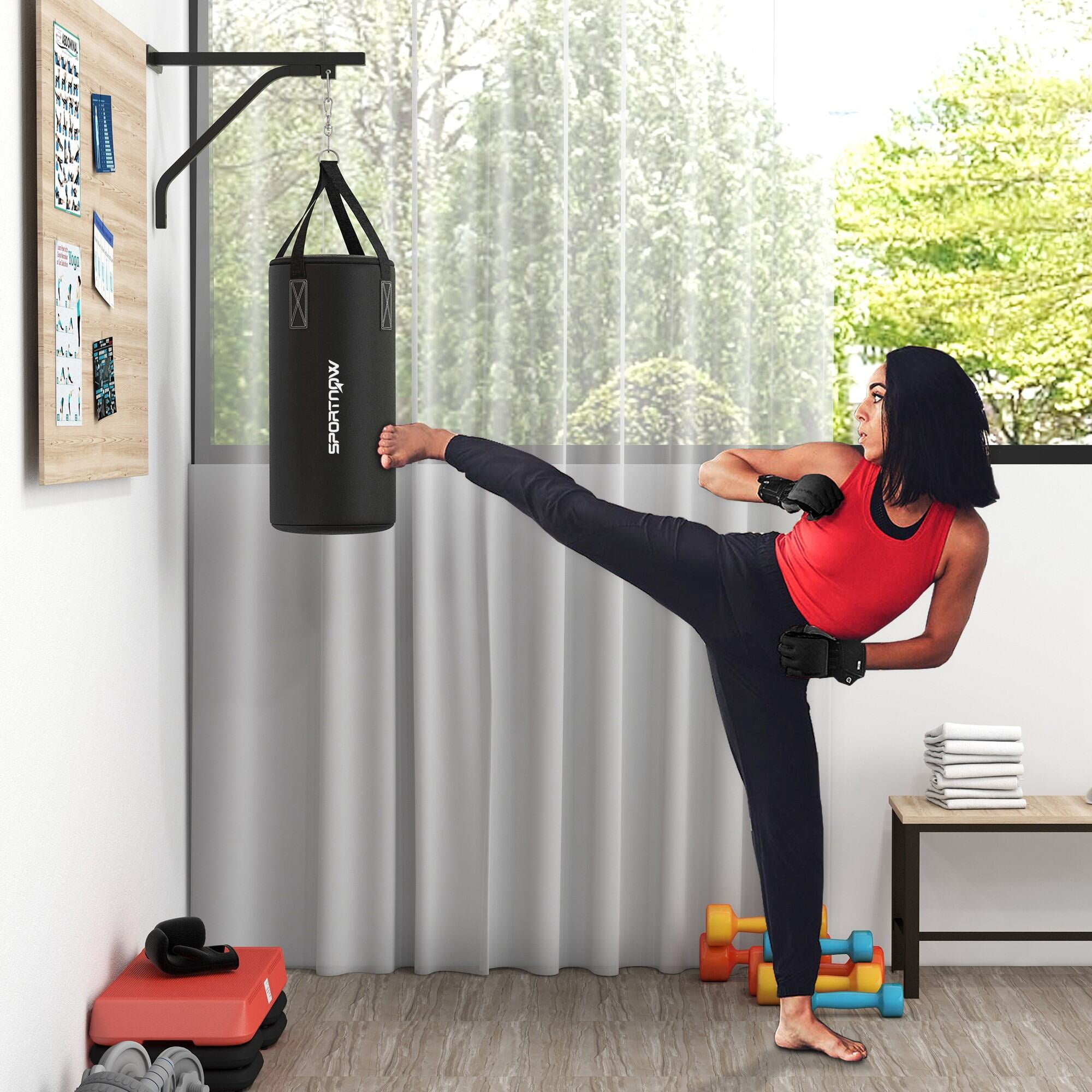 Exercise Equipment Soozier Unfilled Punching Bag for Adults, Heavy Bag Wall Mount Set with Bracket, Boxing Gloves, Hand Wraps and 360° Swivel Hook for Muay Thai and MMA Training,Workout Equipment