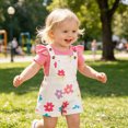 thumbnail image 6 of Baby Girls Clothes Set 2 Piece Summer Casual Cute Flowers Print Short Sleeve Rompers and Overalls Shorts Kaprioy Toddler Girl Clothes 6M 9M 12M 18M 24M 2T 3T, 6 of 6