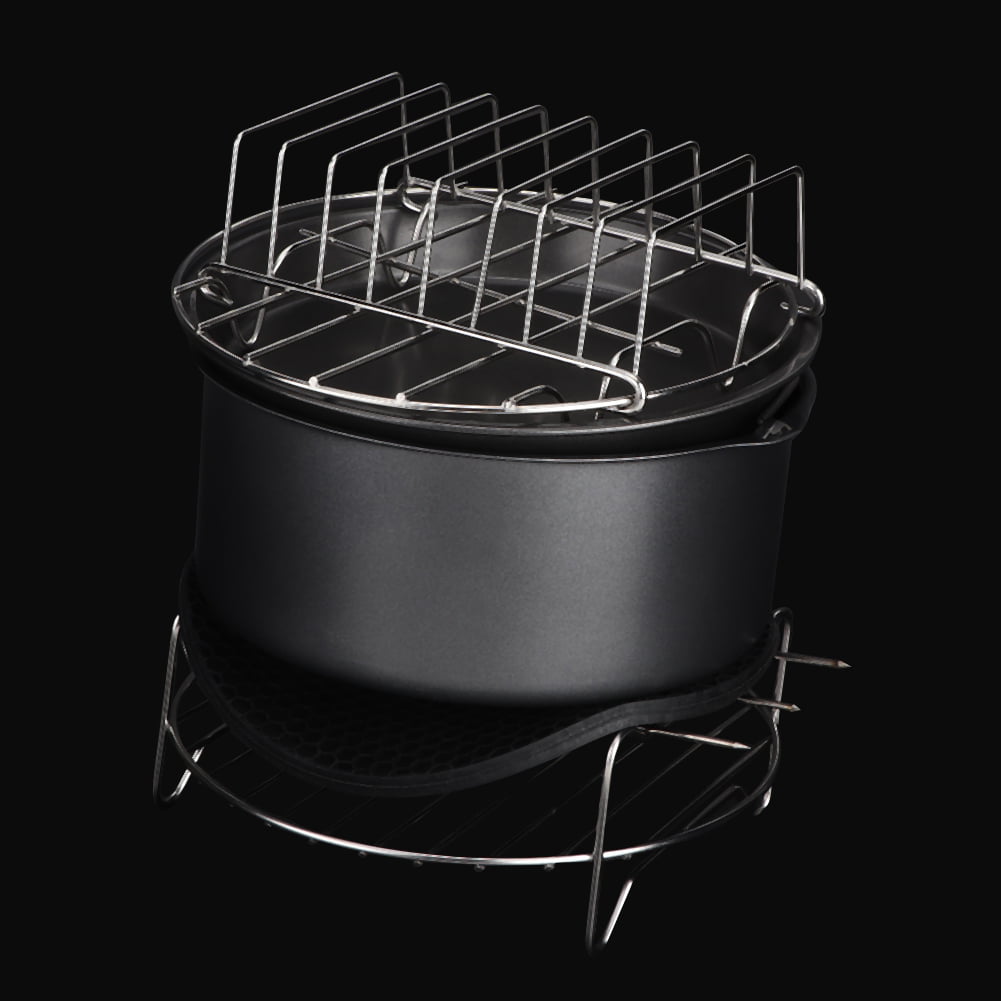7Pcs/Set Barbecue Air Fryer Accessories Set Kit 3.6L Home Kitchen Tool with Pan Rack Pad Bucket Fryer Accessories Set