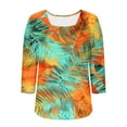 thumbnail image 4 of Women's 3/4 Sleeve Shirts Square Neck Summer Tops Dressy Casual Basic Tees Ladies T Shirts Blouses, Limited Time Under 10 Dollars SA-474, 4 of 5