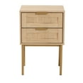 thumbnail image 4 of Baxton Studio Dewitt Japandi Light Brown Finished Wood and Gold Metal 2-Drawer End Table, 4 of 10