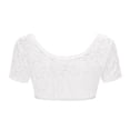 thumbnail image 3 of TYGHBN Short Festival White Lace Base Coat Women's Short Sleeved New V Neck Hook Flower Top Mesh Tube Top Satin Crop Top Tube Top Fabric Size 38g Strapless Bra Closet Organizer Double Laye Women, 3 of 8