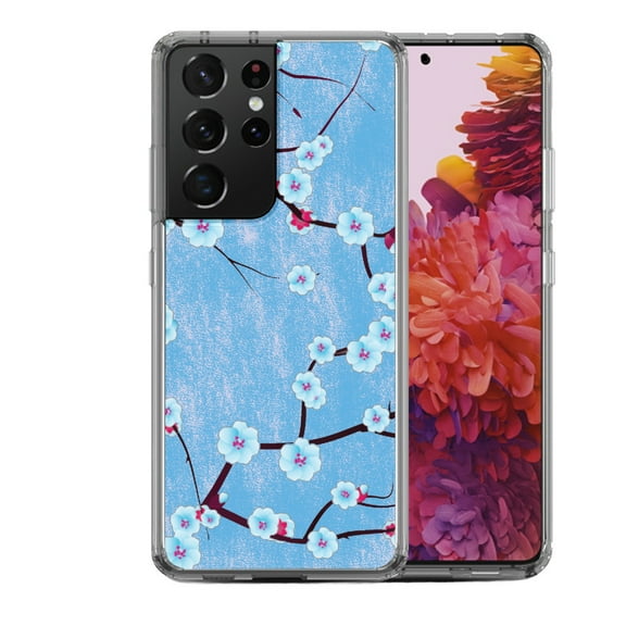 Shockproof Hybrid Bumper Phone Case for Samsung Galaxy S21 Ultra, by OneToughShield ® - Blossom Sky