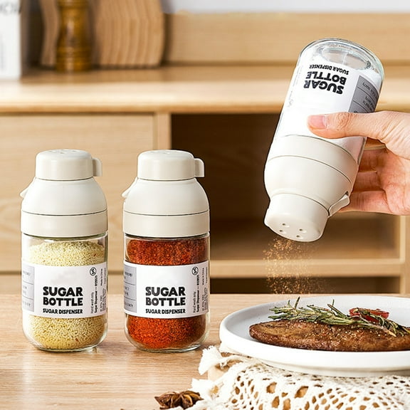 Sunjoy Tech Glass Salt And Pepper Bottle Multi-Hole Pour Spout Cruet Lead-Free Seasoning Dispenser Sealed Cap Comfortable Grip Condiment Bottle Quantitative Salt Release Salt Shaker for Kitchen Health