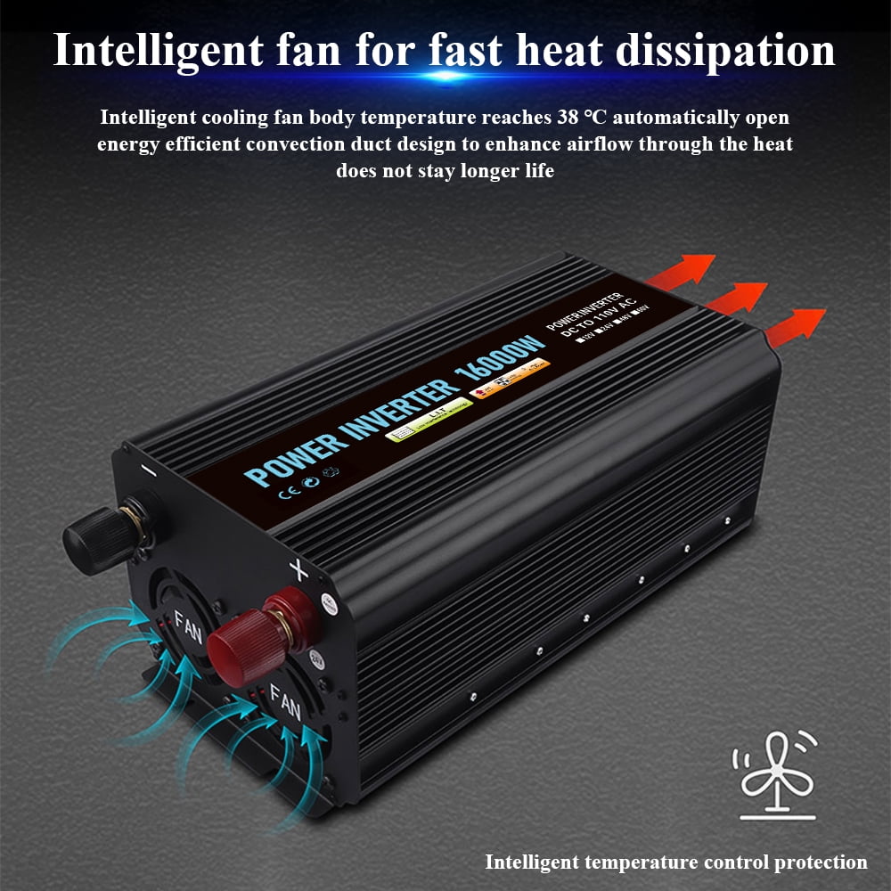 Zeng 12V 8000-Watt Continuous 16000-W Surge Power Inverter with LCD Display for Truck RV
