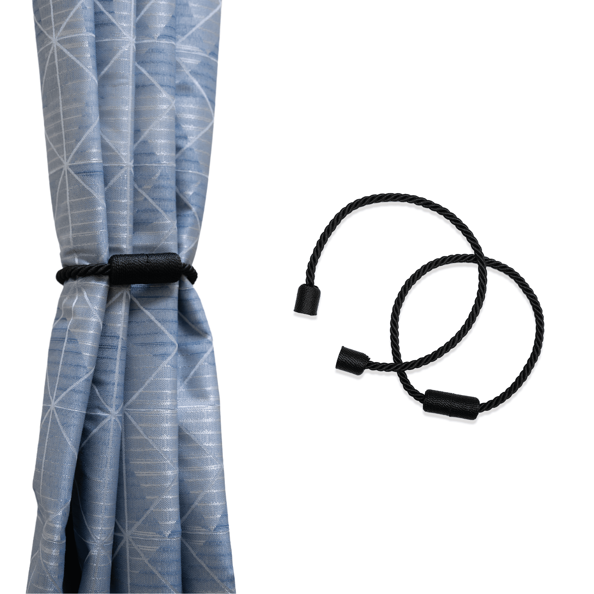 Mainstays 2-Pack Magnetic Tiebacks for Curtains, 17.5 Inch - Black