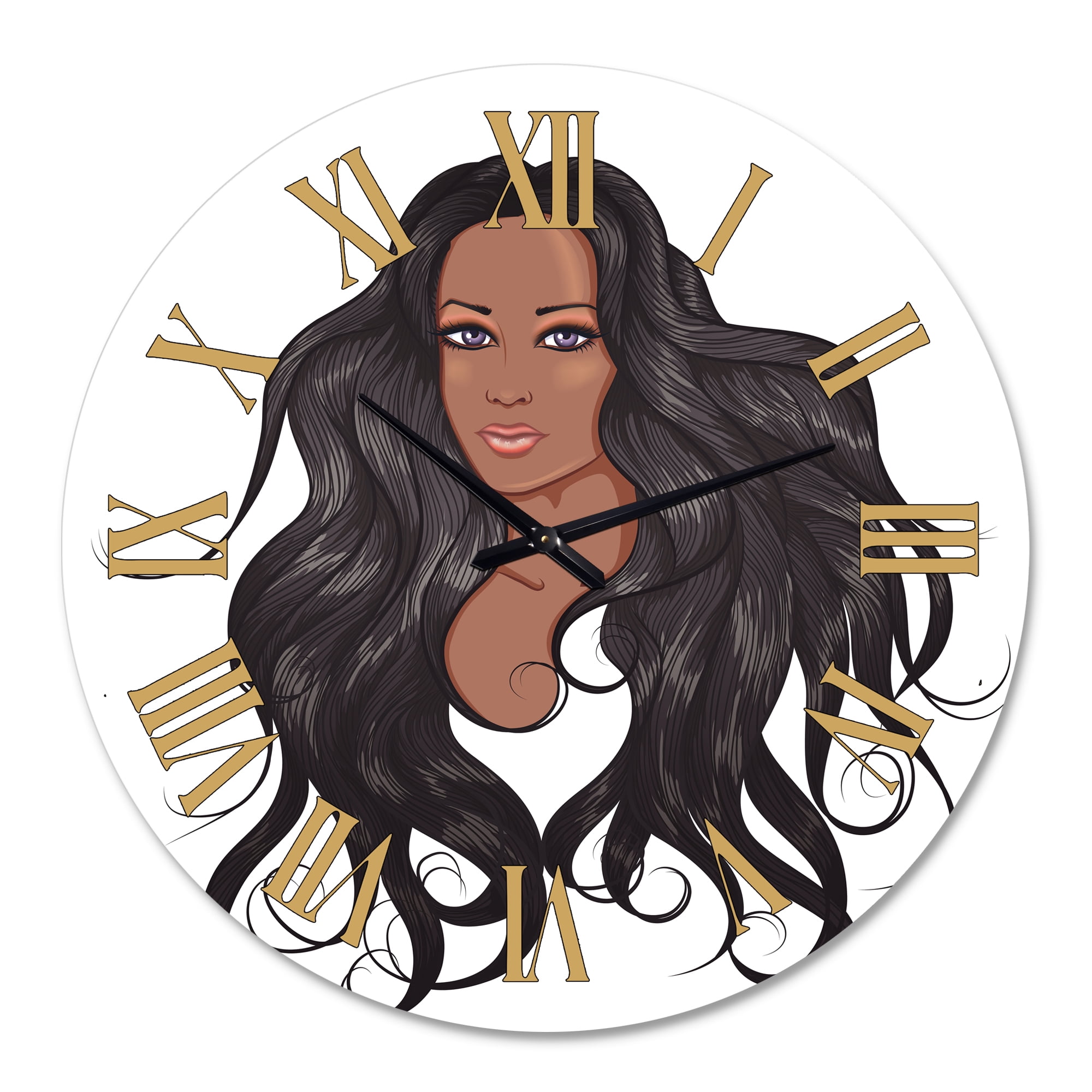 Designart 'Portrait Of African American Woman Xv' Modern Wall Clock