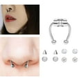 thumbnail image 3 of facefd Magnetic Fake Septum Nose Rings Hoop Horseshoe for Women Bright Silver, 3 of 8