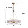 thumbnail image 4 of HOOMEDELIER 23.6 inch Modern Luxury Gold Ripple Glass Chandelier 6 Light Pendant Fixture for Living Room Kitchen Island, 4 of 20
