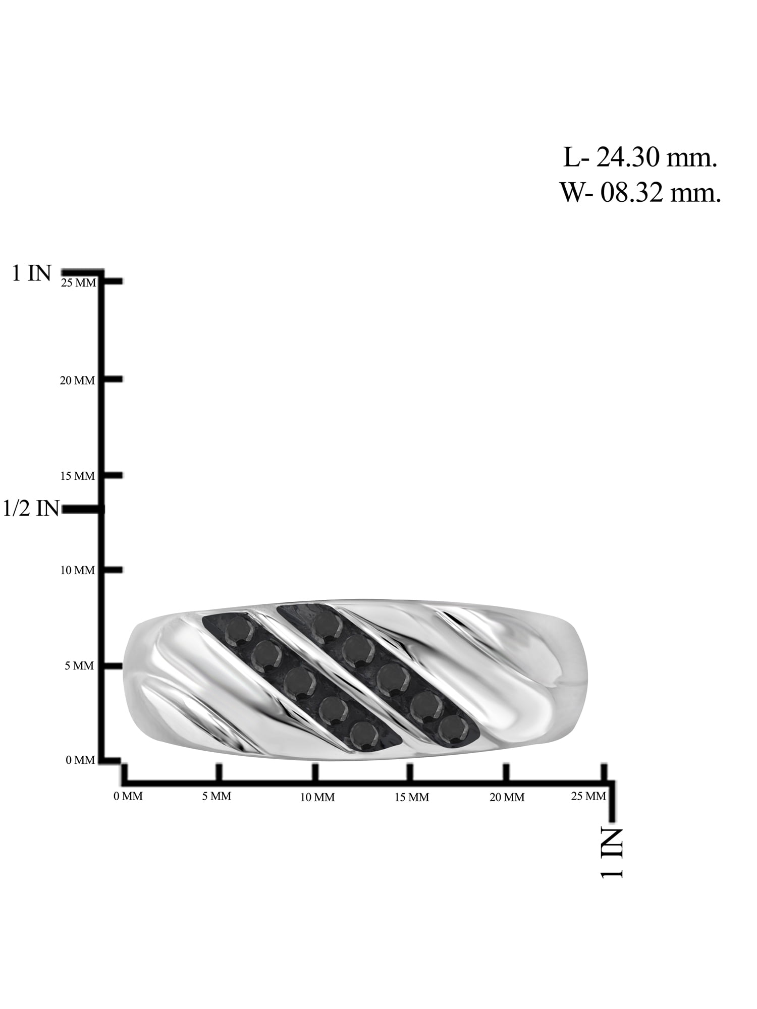 JewelersClub 0.925 Sterling Silver Men’s Ring 0.25 CTW Black Diamond