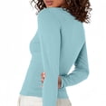 thumbnail image 6 of LISTHA Crop Tops for Women Square Neck Long Sleeve Basic T Shirts Y2k Slim Fit Fashion Shirts Light Blue L, 6 of 6