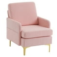 thumbnail image 1 of Teddy Velvet Gold Feet Indoor Leisure Chair Pink, 1 of 5