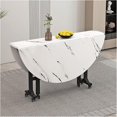 thumbnail image 1 of Folding Dining Table Saving Folding Dining Table,Round Drop Leaf Kitchen Dining Room Tables, Universal Wheel with Brake for Kitchen Home Party (Color : White B, Size : 120cm/47.2in), 1 of 6