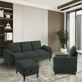 thumbnail image 6 of Soscana Living Room Furniture Sofa Set,Sectional Sofa with Storage Ottoman & Accent Chair,Single Armchair 3 Seat L-shaped Sofa Couch with Reversible Footstool & Side Pocket for Home Apartment Office, 6 of 8