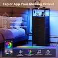 thumbnail image 4 of Eunos Black Dresser for Bedroom, 5 Drawer Nightstand with Charging Station, LED and Open Shelf, 4 of 8