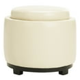 thumbnail image 2 of SAFAVIEH Round Storage Tray Ottoman Flat Cream, 2 of 9