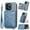 Blue, variant on Elehold Luxury Leather Lanyard Wallet Case for iPhone 14 Pro 6.1 inch Magnetic Closure with Hand Strap Card Cash Slot Shockproof Kickstand Support Magnetic Car Mount Stylish Phone Case,Black