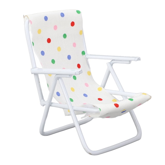 Silla De Playa En Miniatura, Diseño Realista, Construcción De Hierro Y Tela, Modelo De Muebles De Decoración De Casa De Muñecas Para Adultos, Niños Y Bebés