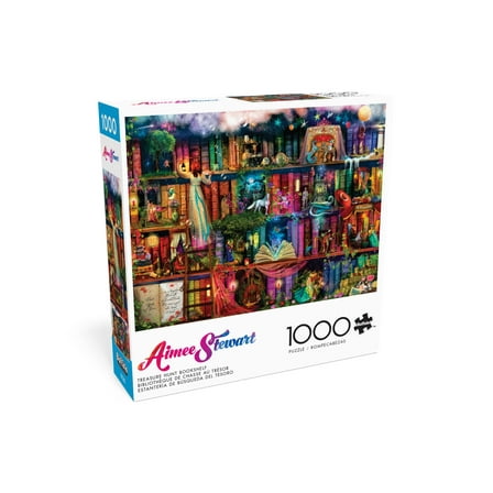Buffalo Games Treasure Hunt Bookshelf 1000-Piece 26.75 x 19.75-inch Interlocking Jigsaw Puzzle for Adults Ages 14 