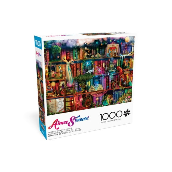 Buffalo Games Treasure Hunt Bookshelf 1000-Piece 26.75 x 19.75-inch Interlocking Jigsaw Puzzle for Adults Ages 14 