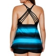 thumbnail image 3 of Women's Fashion Two Pieces Bathing Suit Criss Cross Back Color Block Print Tankini Top with Boyshorts Swimsuit, 3 of 4