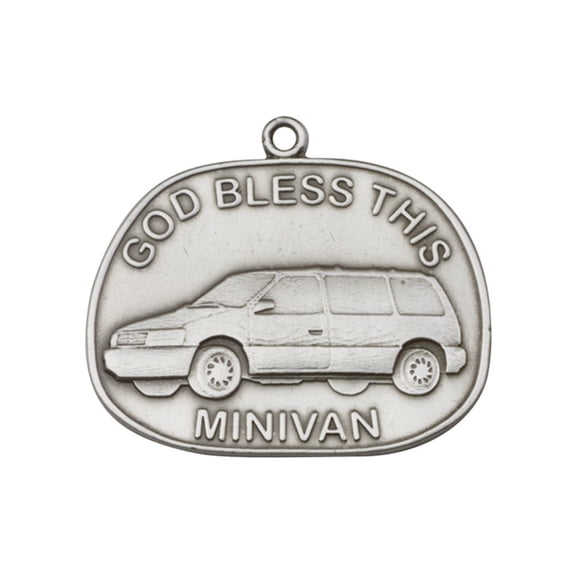 Antique Silver God Bless This Mini-Van Keychain