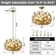 thumbnail image 6 of 20" Modern Gold 6-Light Leaf Chandelier for Dining Room, Living Room and Entryway, 6 of 11