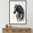thumbnail image 2 of Designart 'Close Up of Friesian Horse With Long Manes' Farmhouse Framed Canvas Wall Art Print, 2 of 5