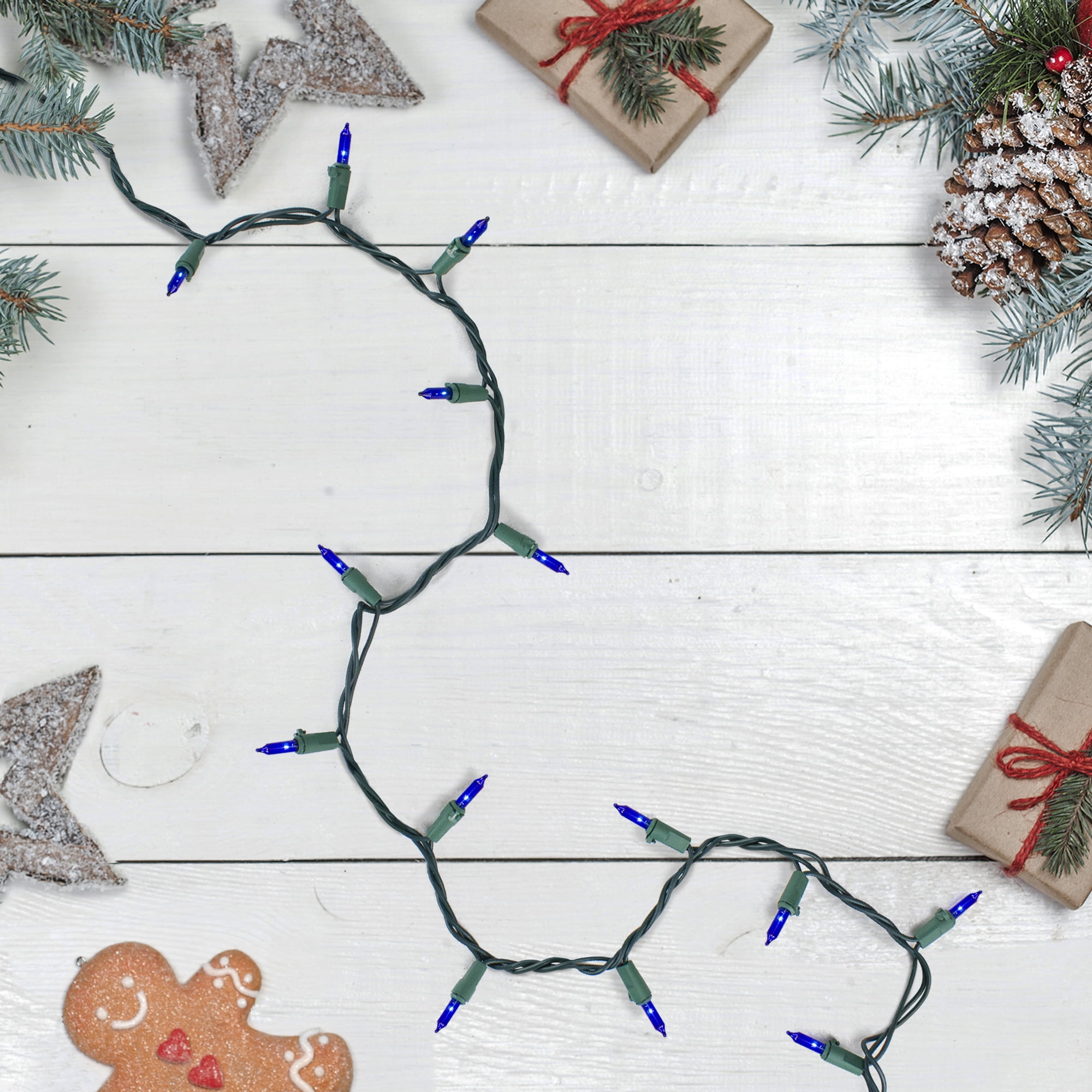 Northlight 100ct Mini String Lights Blue - 45.5' Green Wire