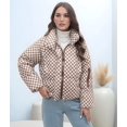 thumbnail image 4 of Womens Zip Front Plaid Sweatshirts Print Hoodie Fall Jackets Long Sleeve Casual Drawstring Clothes Khaki L, 4 of 9