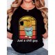 thumbnail image 1 of [Playful Charm] Women's T-Shirt | Casual Round Neck | Short Sleeve | Vintage Dog Print | Comfortable & Breathable | Machine Washable | All-Season Wear, Everyday Tshirt | Vintage Graphic Tee | Glossy, 1 of 7