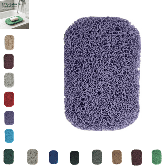 Self Draining Soap Holder for Shower – PVC Non-Slip Soap Tray for Bathroom Kitchen, Quick Dry Drainage Mat for Soap Dish, Cup Pad, Countertop Protector