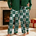 thumbnail image 2 of Couple's Plaid Printed Elastic Waist Sleep Pants 2025 Trendy Unisex Straight Leg Double Pockets Loose Home Loungewear Matching Casual Bottoms for Him & Her, 2 of 9