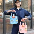 thumbnail image 6 of Traveling Bag Small Fur Ball Nylon Shopping Bag Cute Fashion Cartoon Doll Felt Tote Bag Women Handbag Candy Bag Storage Basket GREEN, 6 of 8