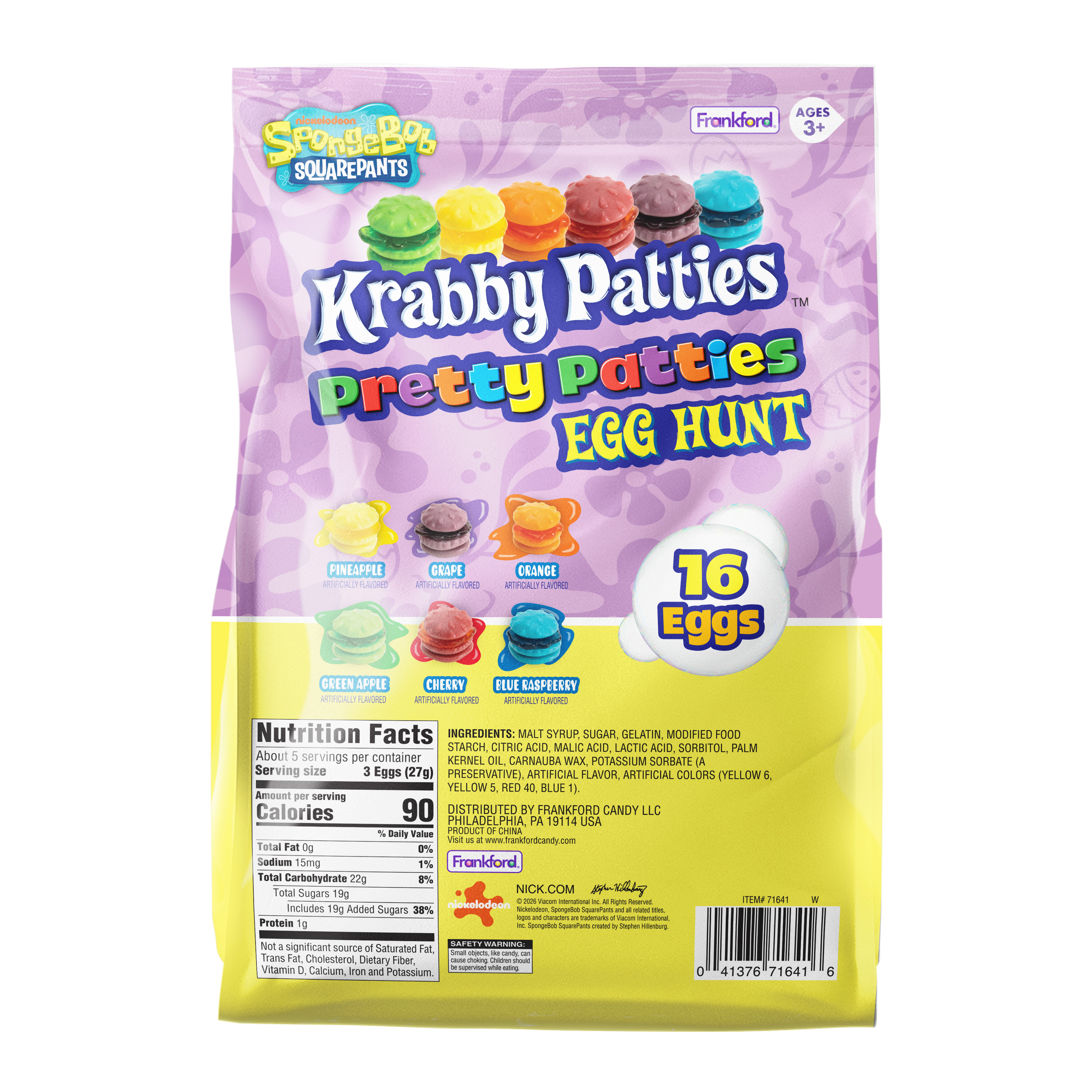 Huevos de Pascua de gomitas rellenas Krabby Patties de Bob Esponja, 16 piezas de Frankford Candy 2