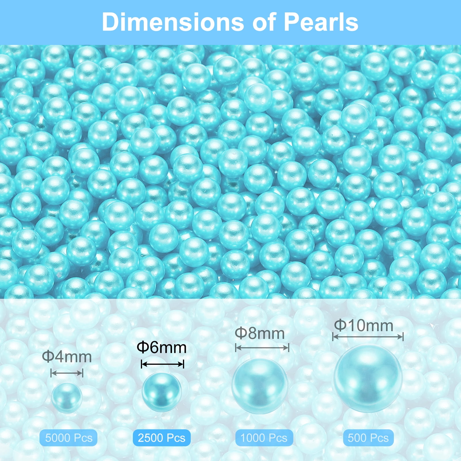 Unique Bargains Durable Faux Pearl for Crafting No Hole Pearls for Vase Fillers Blue