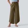 thumbnail image 6 of Laqbezok Women's Waterproof Cargo Pants, High Waist Drawstring Wide Leg Cropped Trousers with Pockets for Hiking Travel Outdoor Vacation, 6 of 8