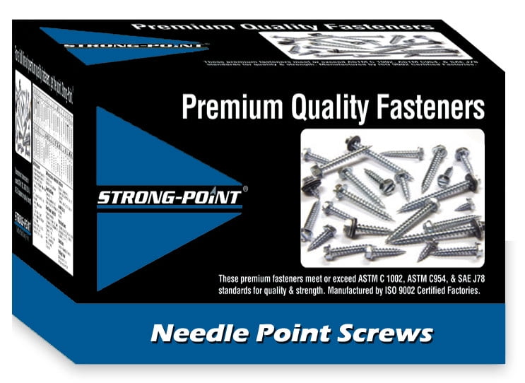 8 X 1-1/2" Hex Washer Zinc Needle Point Strong Point Razor Screws 5,000 33 lbs 