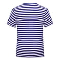 thumbnail image 4 of Stichou Women’s Short Sleeve Tops Trendy Crewneck Striped T Shirts Casual Summer Blouses Spring Outfits Blue XL, 4 of 8