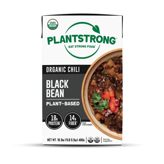 PLANTSTRONG - Organic Chili Plant-Based Bean Black - 16.9 Fo, Case of 6