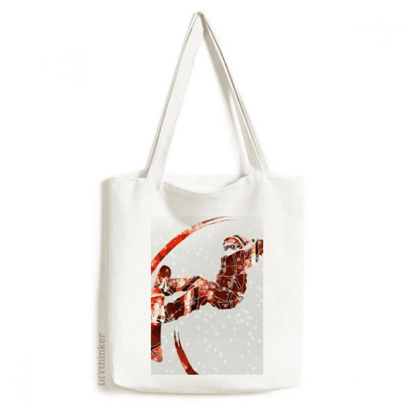 Sport Skateboard Watercolor Skiing Illustration Tote Canvas Bag Shopping Satchel Casual Handbag