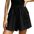 thumbnail image 5 of Bloomae Womens Elastic Waist Wide Leg Shorts Lightweight Drawstring Casual Lounge Short Pants Loose Comfy Summer Beach Vacation Shorts with Pockets, 5 of 10