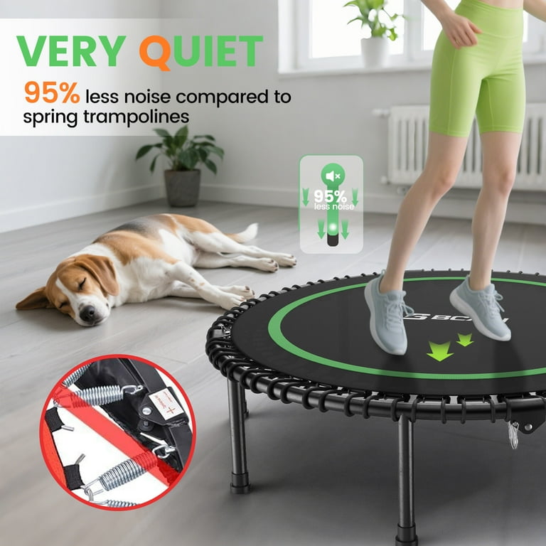 Trampoline Intérieur BCAN 130 Cm – Silencieux, Pliable, Avec Barre De Maintien Réglable, Charge Max 204 Kg