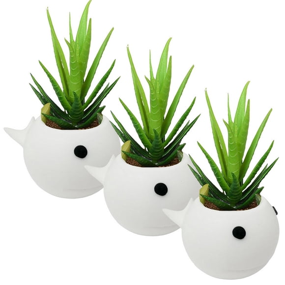 Maceta Decorativa Ballena 3D BalleFlowyWhite 3 Pzs 6.5x11cm Azul No incluye Planta.