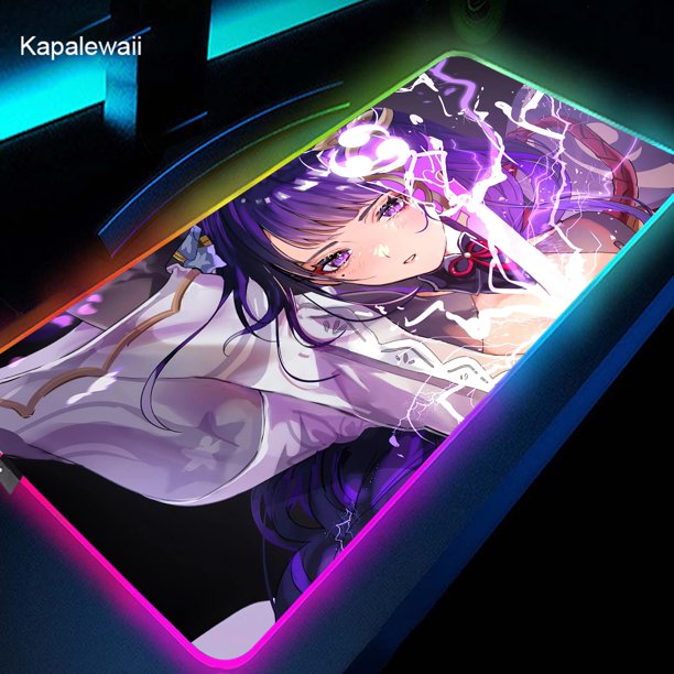 Genshin Impact-alfombrilla de ratón RGB para juegos, alfombrilla de ratón grande Xsl, almohadillas para teclado, Alfombra de goma para ordenador, alfombrilla de escritorio retroiluminada, 900x400mm LIUWENJING unisex