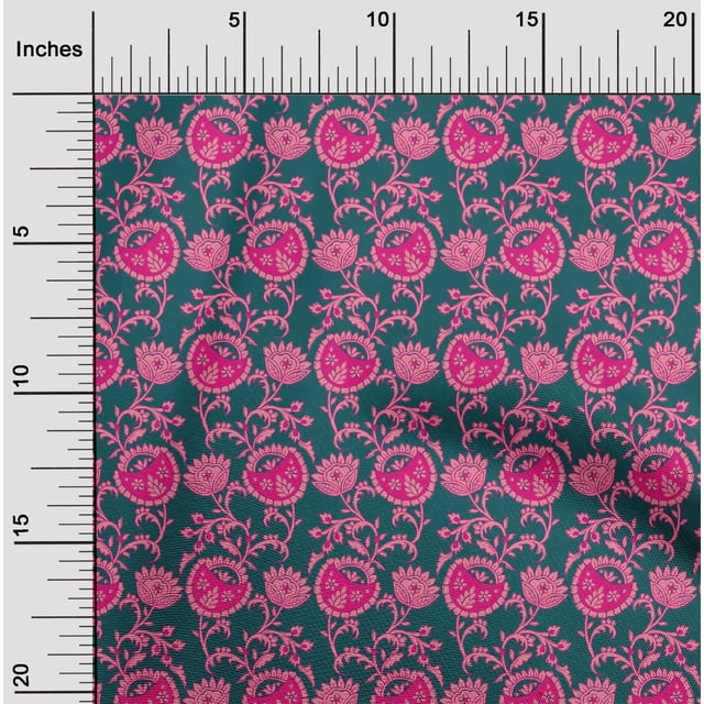 oneOone Polyester Lycra Fabric Leaves & Floral Block Print Fabric By Yard 56 Inch Wide