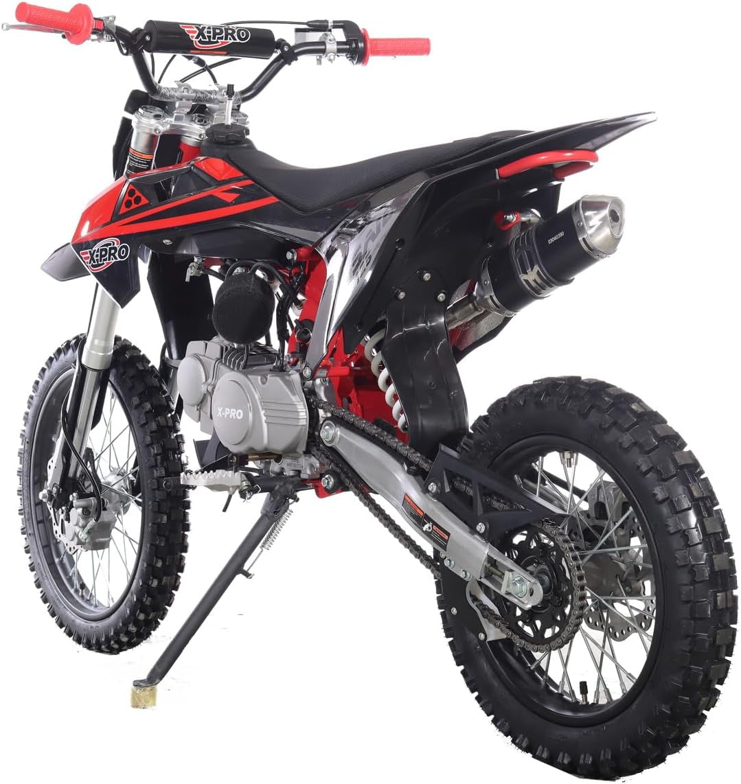 X-Pro Brand New Sail 125cc Dirt Bike with 4-Speed Manual Transmission Kick Start, Big 17"/14" Tires!