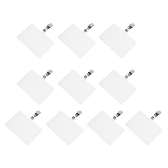 10 Sets Badge Holders with Clips Clear Horizontal Name ID Holder Clear Bus Sleeve Badge Cover for Office School Students