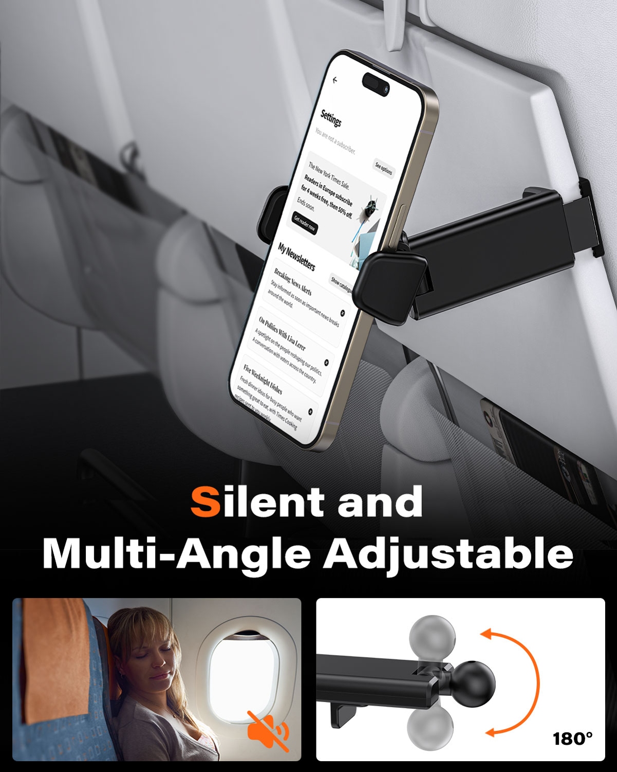 Travel Holder for Boost Mobile Celero 5G Plus (2024) - Phone Mount Desktop Stand Airplane 360 Degree Rotation Cradle Hands Free