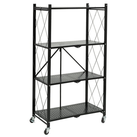 

Honey Can Do Collapsible 4-Tier Metal Shelf on Wheels Black